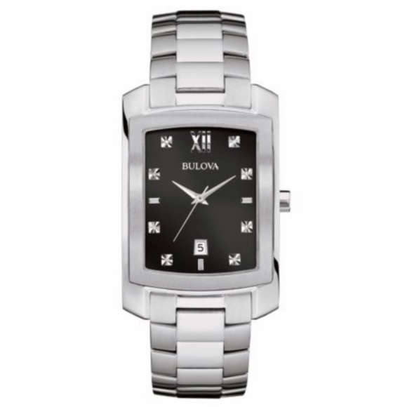 Bulova Other - Mens Bulova Diamond Quartz Silver Black 31mm Watch